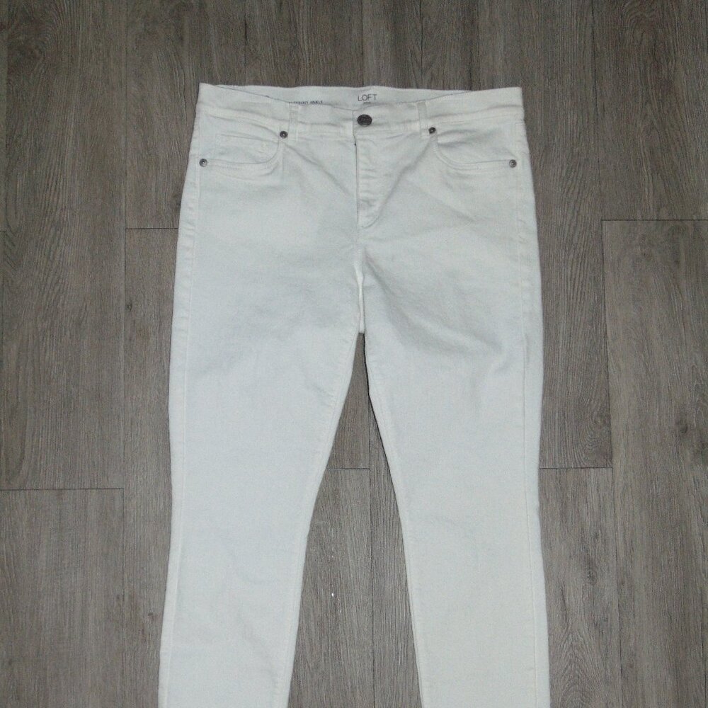 Loft Womens Size 10 Pants Modern Skinny Ankle Cotton Solid White